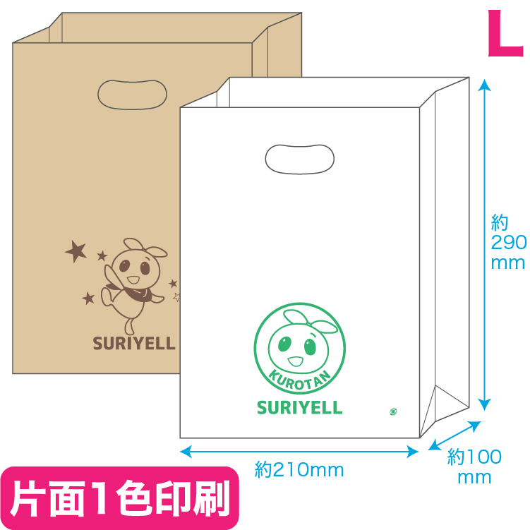 持ち手穴付角底袋 L